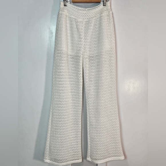 White Crochet Knit Pants M - Picture 1 of 6